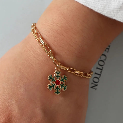 Norvo | Justerbar, gullbelagt, festlig charm armbånd for julestemning