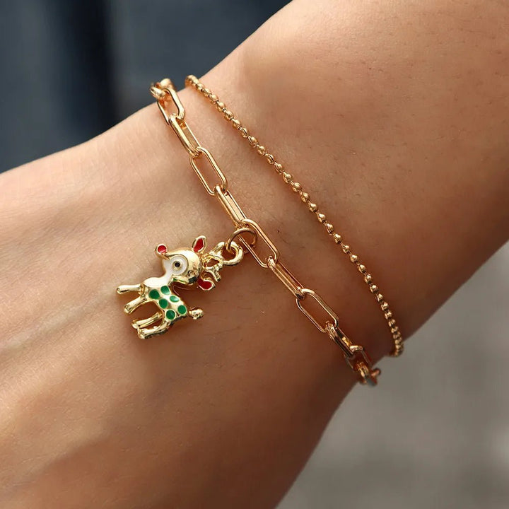 Norvo | Justerbar, gullbelagt, festlig charm armbånd for julestemning
