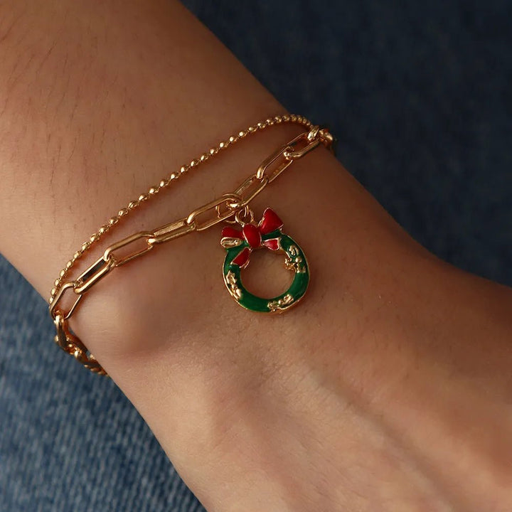 Norvo | Justerbar, gullbelagt, festlig charm armbånd for julestemning