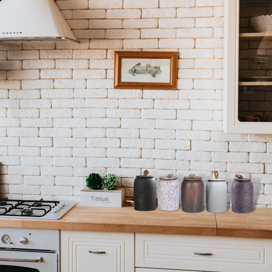 Norvo | Japanske tebokser laget av keramikk, retro steinware, lufttett, Gong-Fu laget av keramikk, for godterier, te-seremonitilbehør