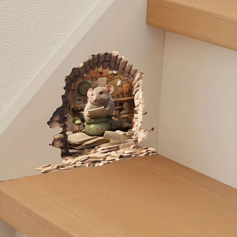 Norvo | DecoraMice 3D Tegneserie Veggklistremerker | Søte Mus Veggklistremerker for Barnerom og Stueinnredning