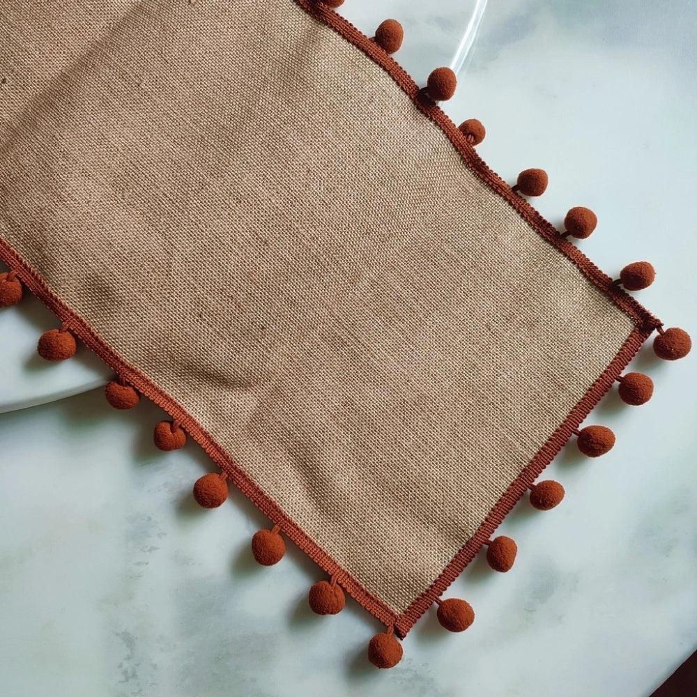Norvo | Jute Bohemian Pom-Pom Bord Løper