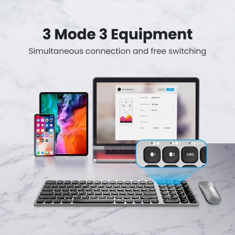 Norvo | K4500 Trådløst Bluetooth Tastatur + Tre-modus Stille Lademus Sett