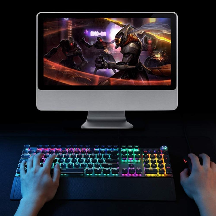 Norvo | AULA F2088 108 Taster Blandet Lysbelegg Punk Mekanisk Brun Bryter Kablet USB Gaming Tastatur med Metalltast (Sølv)