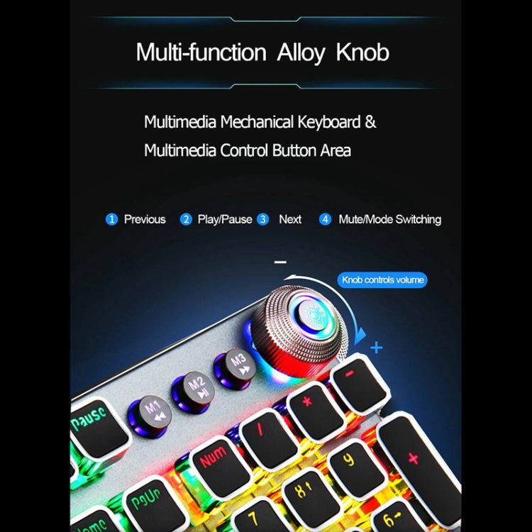 Norvo | AULA F2088 108 Taster Blandet Lysbelegg Punk Mekanisk Brun Bryter Kablet USB Gaming Tastatur med Metalltast (Sølv)