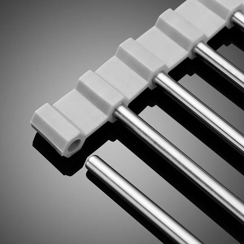 Norvo | Dreneringsstativ for kjøkkenet laget av rustfritt stål – SinkRack – sammenleggbart – for panner og andre retter – dreneringsbrett