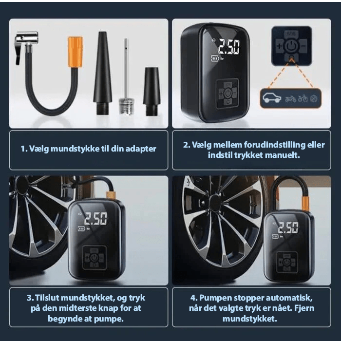 Norvo | Bærbar Elektrisk Luftpumpe for Dekk, Ballonger og Madrasser