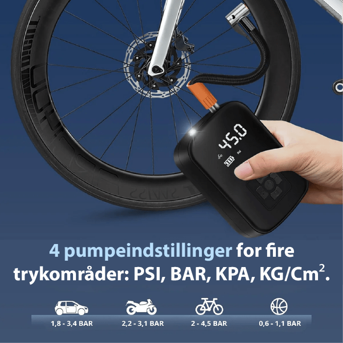 Norvo | Kompakt elektrisk luftpumpe for dekk, baller og madrasser