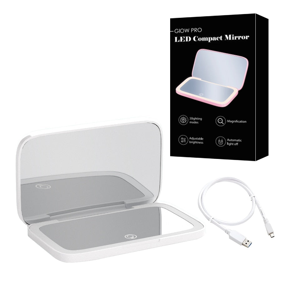 Norvo | Kompakt LED Makeup Speil med Dobbel Forstørrelse 1X og 10X