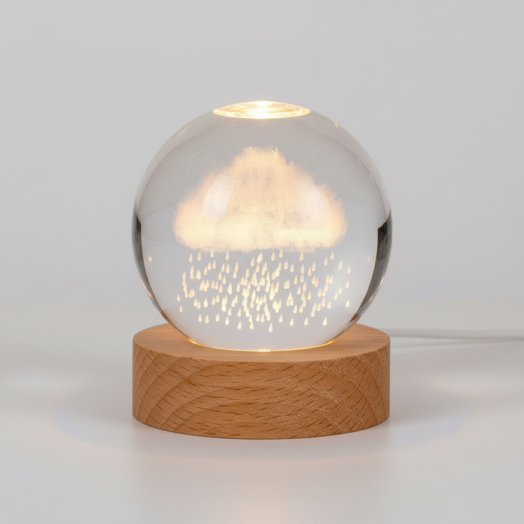 Norvo | AstroGlobe 3D Lampe – Sferisk Tre Bordlampe med Varme LED Lys og Planet Design