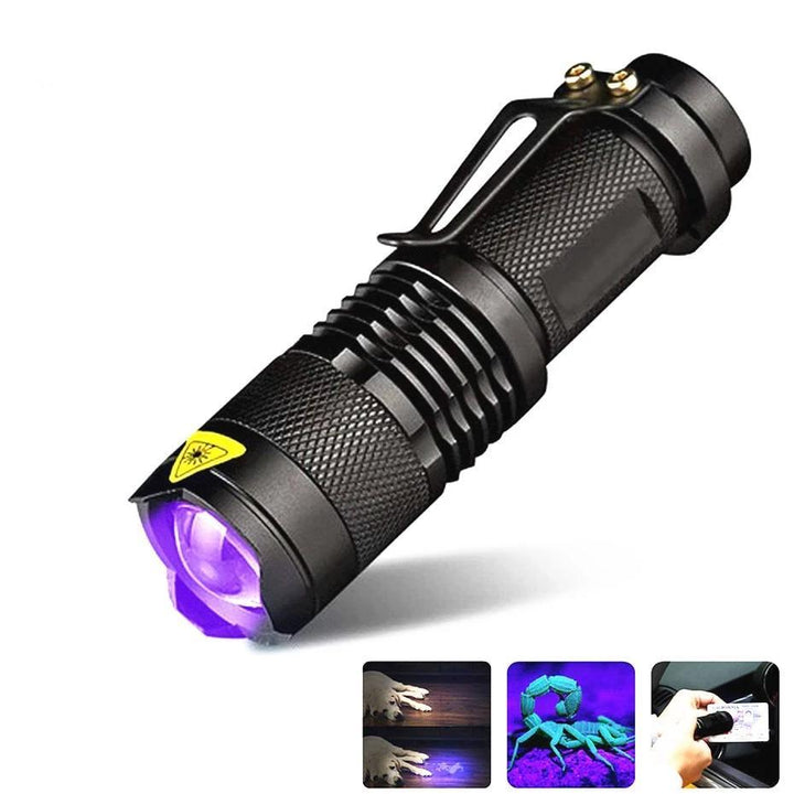Norvo | LED UV Lommelykt Ultrafiolett Torche Med Zoomfunksjon Mini UV Svart Lys Pet Urin Flekk Detektor Skorpion Jakting