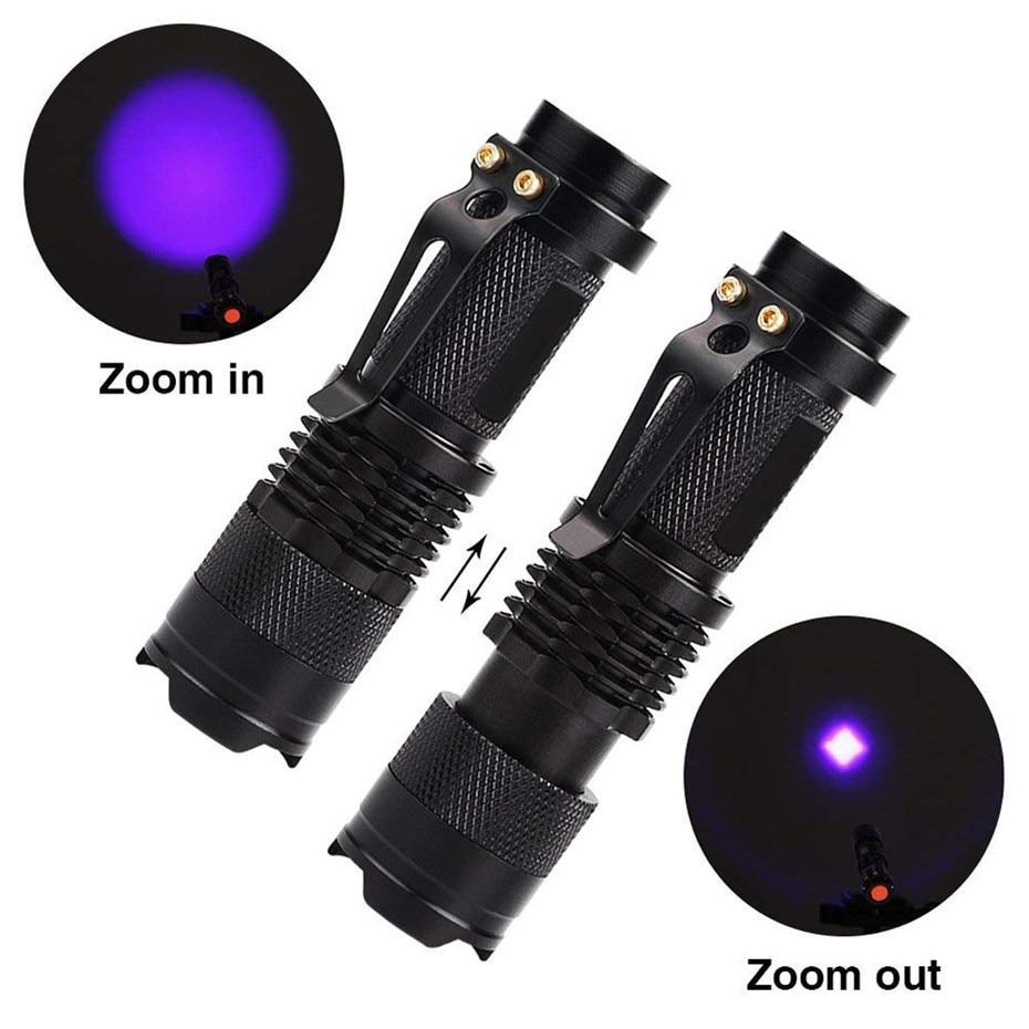 Norvo | LED UV Lommelykt Ultrafiolett Torche Med Zoomfunksjon Mini UV Svart Lys Pet Urin Flekk Detektor Skorpion Jakting