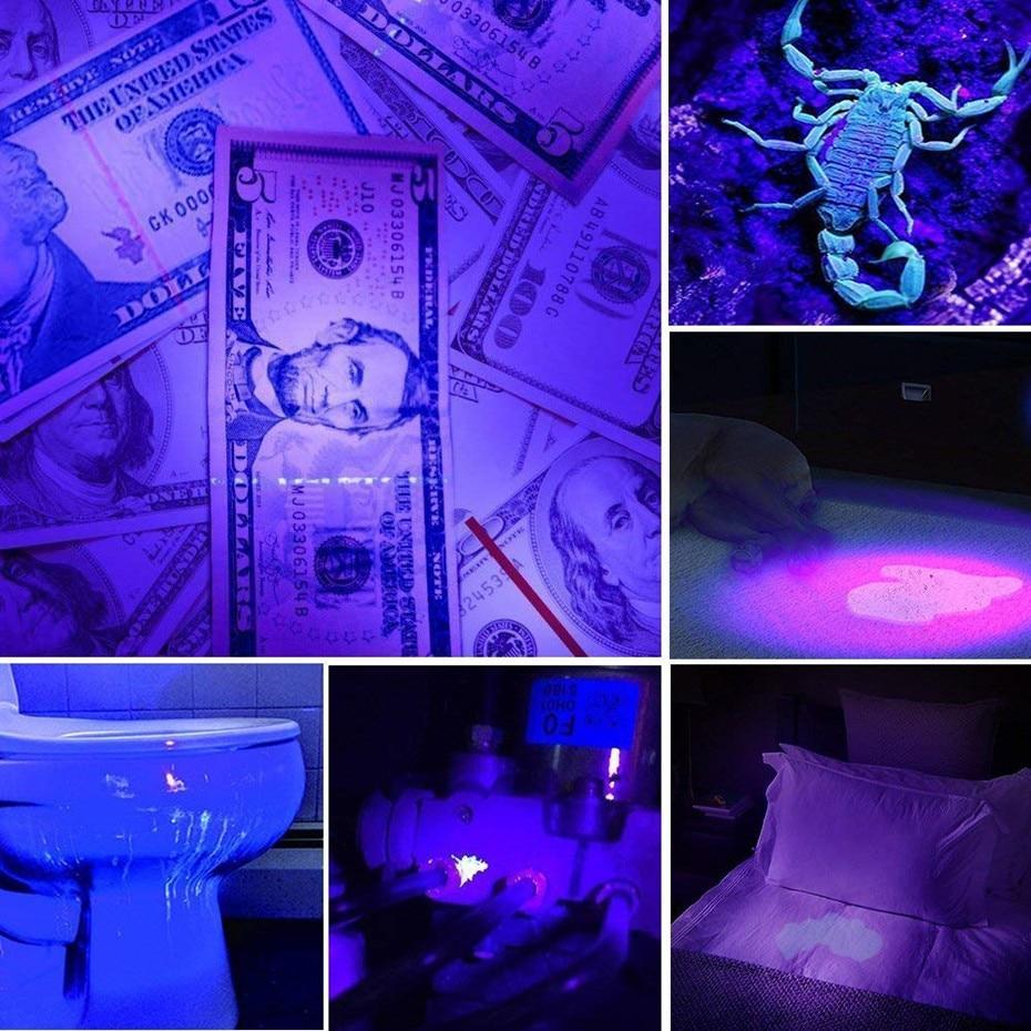Norvo | LED UV Lommelykt Ultrafiolett Torche Med Zoomfunksjon Mini UV Svart Lys Pet Urin Flekk Detektor Skorpion Jakting