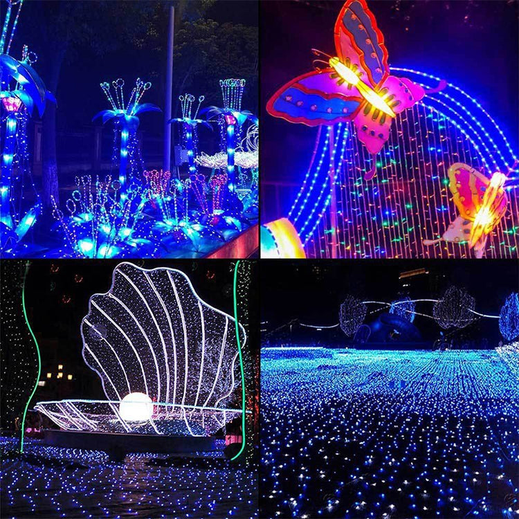 Norvo | 200 LEDs Utendørs Vanntett Julefestival Dekorasjon Sollamper Lyslenker, Lengde: 22m (Blå)