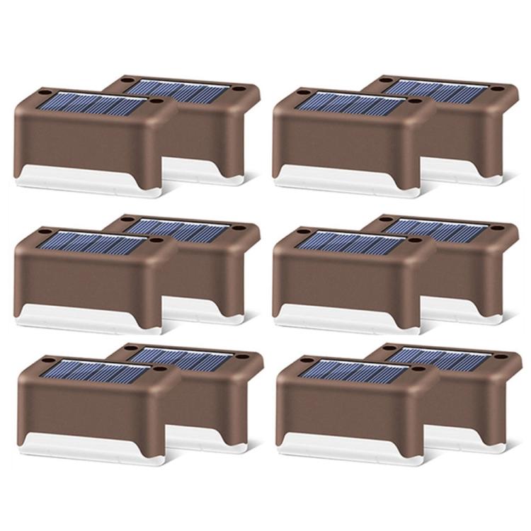 Norvo | 12 PCS Solenergidrevet LED Utendørs Trinnlys IP65 Vanntett Hagelampe, Varm Hvit Lys (Brun)