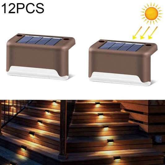 Norvo | 12 PCS Solenergidrevet LED Utendørs Trinnlys IP65 Vanntett Hagelampe, Varm Hvit Lys (Brun)