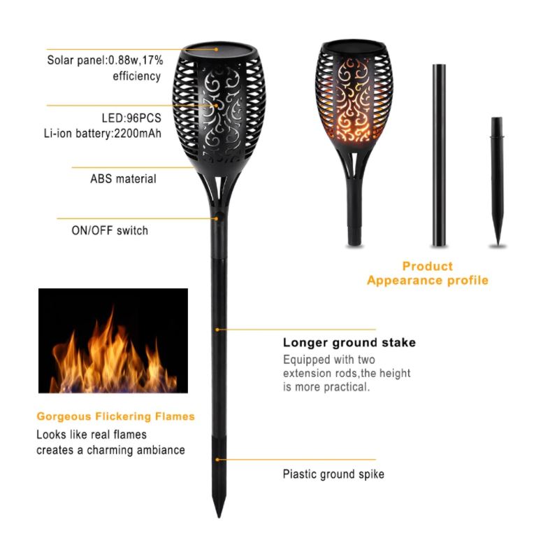 Norvo | LED Solsenger Fakkel Deluxe 96 LED (4 stk)