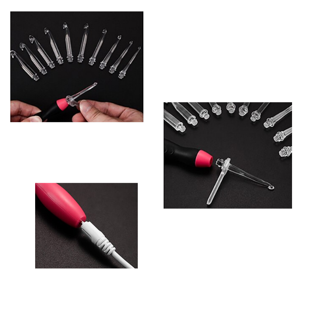 Sett med ergonomiske LED heklenåler