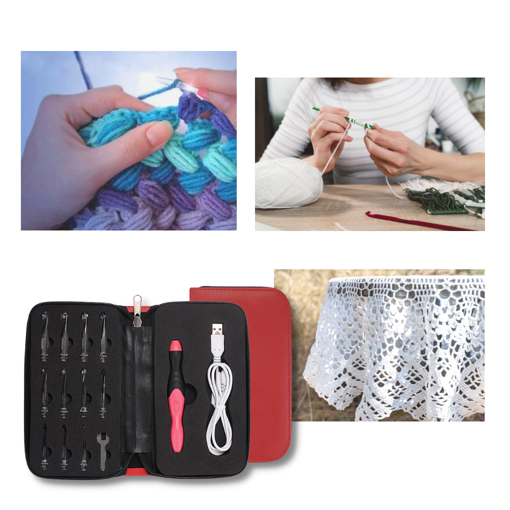 Sett med ergonomiske LED heklenåler