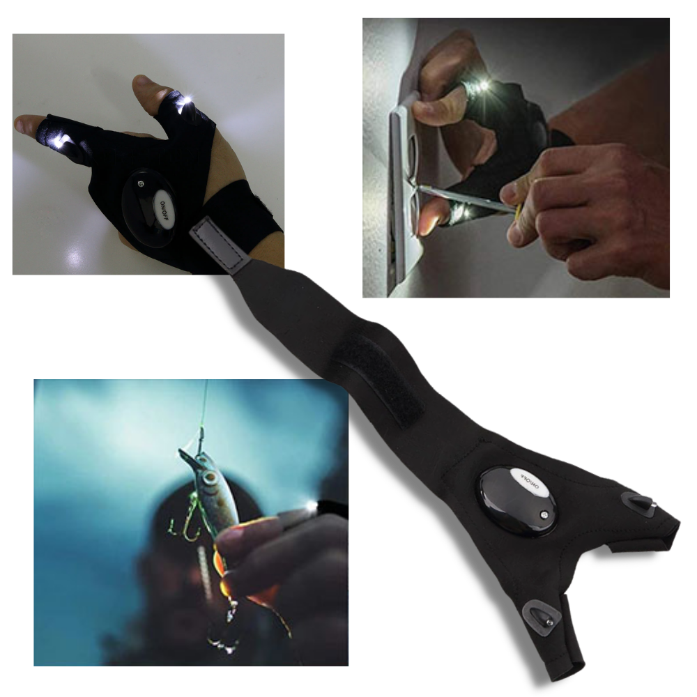 Ett par LED-hansker med vanntette lys