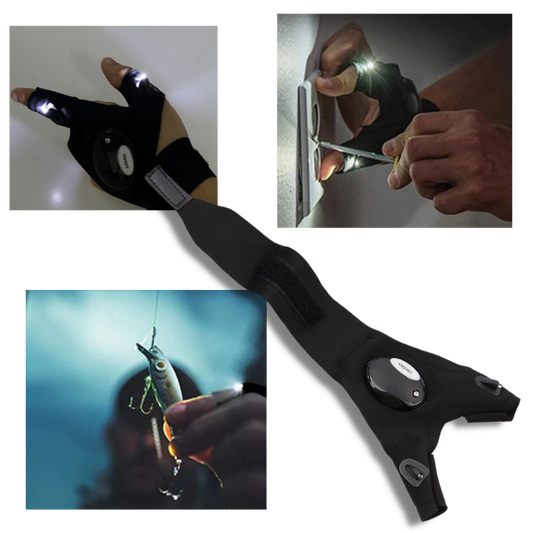 Ett par LED-hansker med vanntette lys