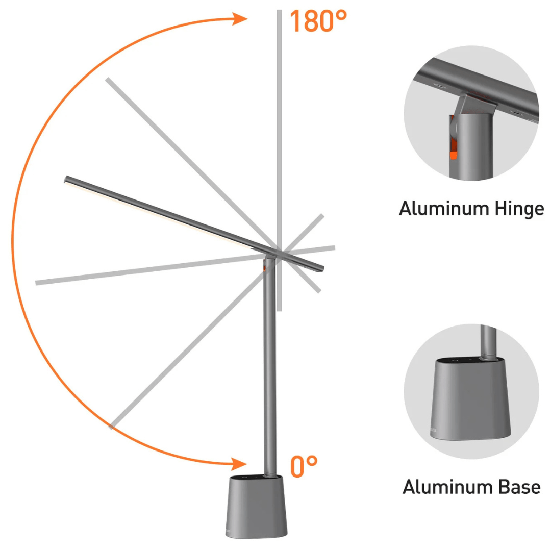 Norvo | Intelligent, sammenleggbar LED skrivebordslampe med batteri og dimmefunksjon
