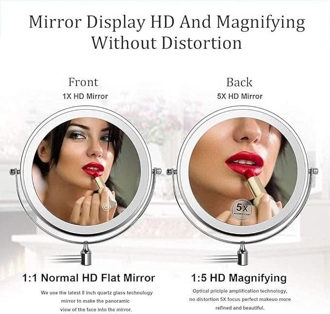 Norvo | LED Forstørrelsespeil med Justerbart Lys og Oppladbart Batteri