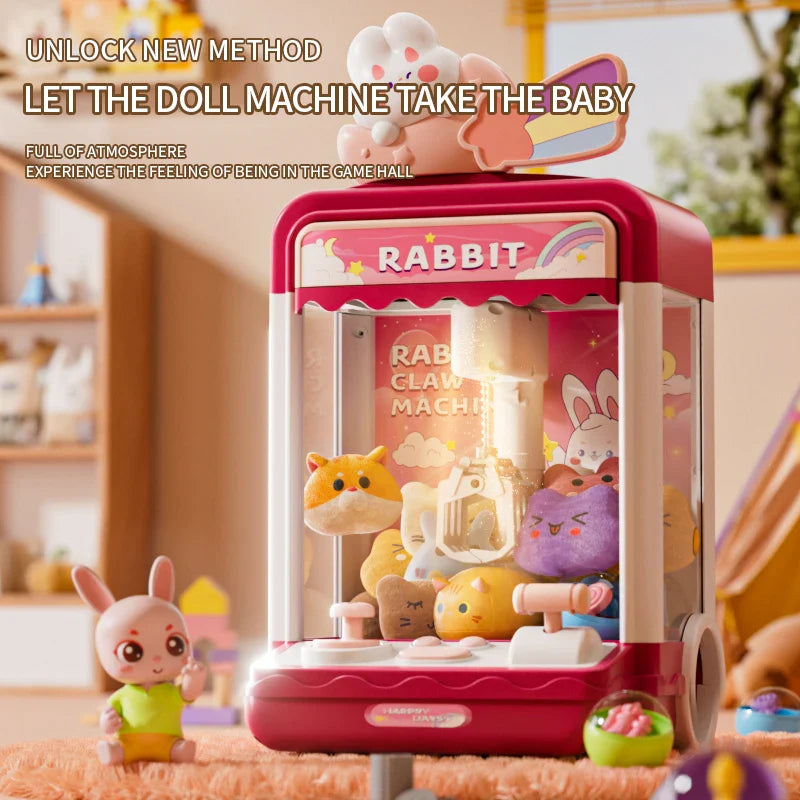 Doll Claw Machine med lys og musikk - Moro leketøy for fester, dobbel strømmodus, skuffedesign