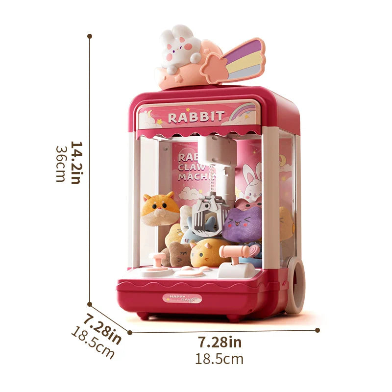 Doll Claw Machine med lys og musikk - Moro leketøy for fester, dobbel strømmodus, skuffedesign