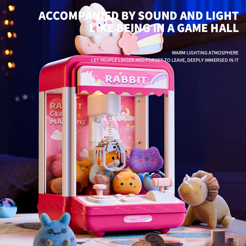 Doll Claw Machine med lys og musikk - Moro leketøy for fester, dobbel strømmodus, skuffedesign