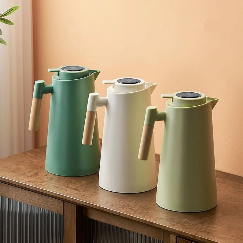 Norvo | Dobbelveggstermokanne med temperaturvisning og trehåndtak