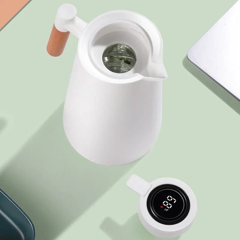 Norvo | Dobbelveggstermokanne med temperaturvisning og trehåndtak