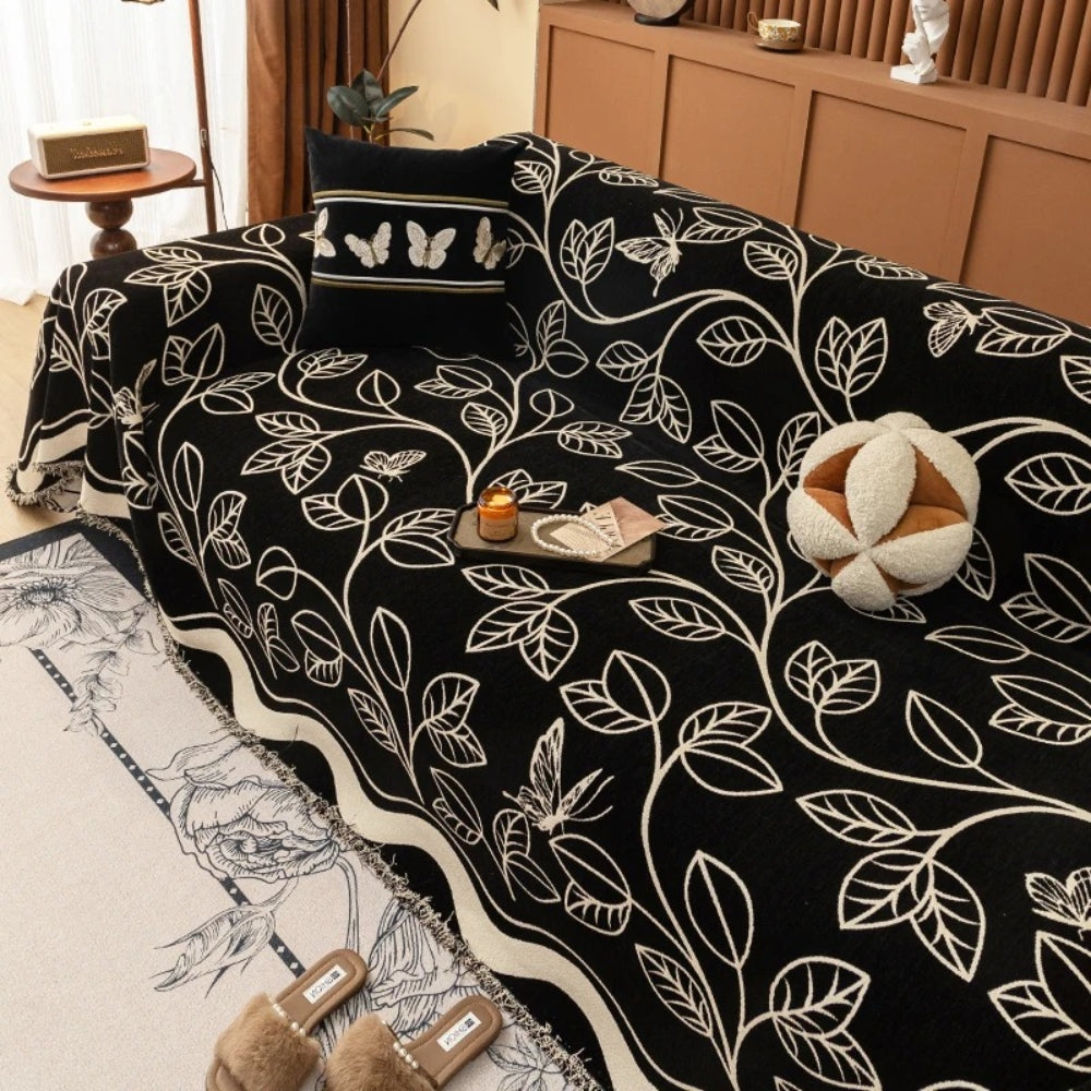 Norvo | Blad Inspirert Luksus Chenille Sofa Cover