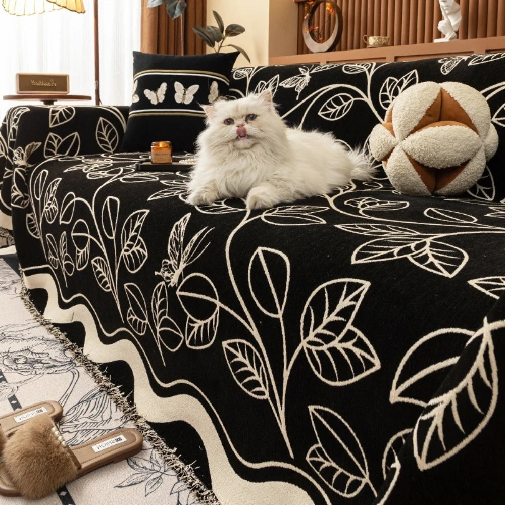 Norvo | Blad Inspirert Luksus Chenille Sofa Cover