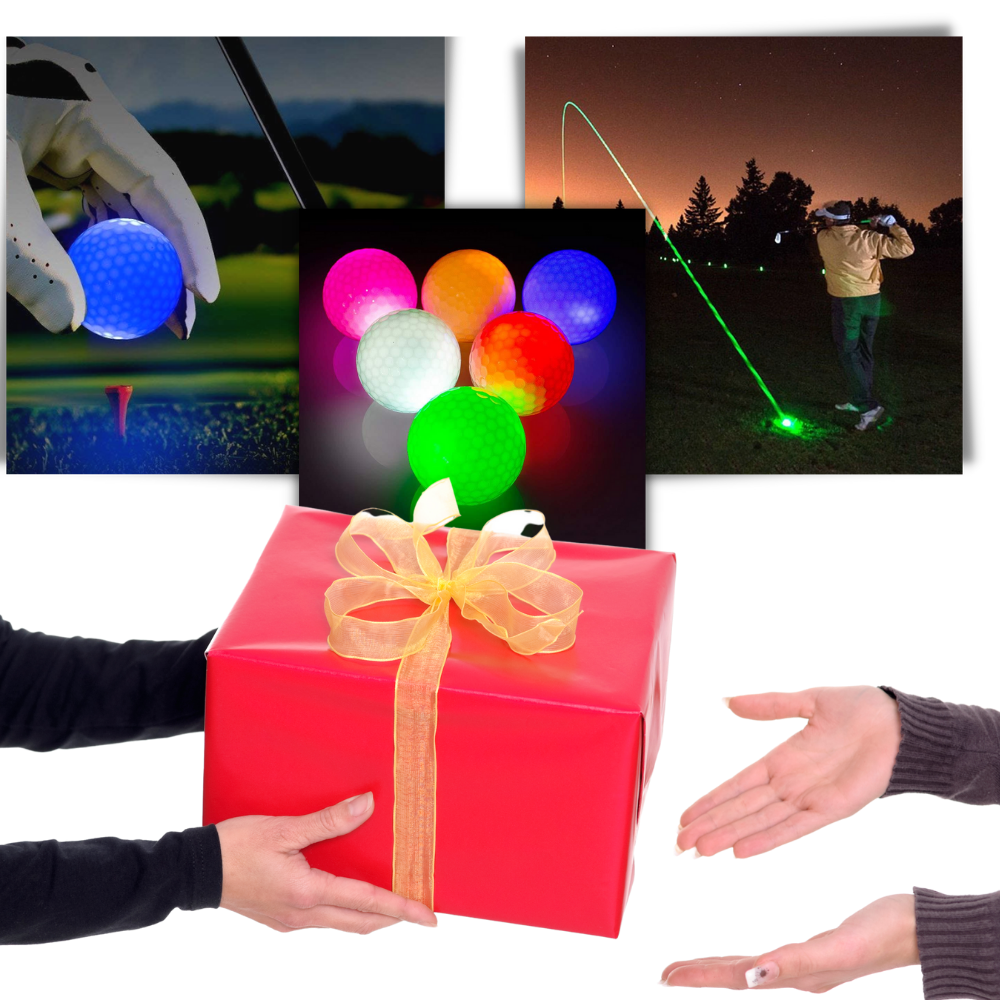 Pakke med 6 golfballer med LED-lys