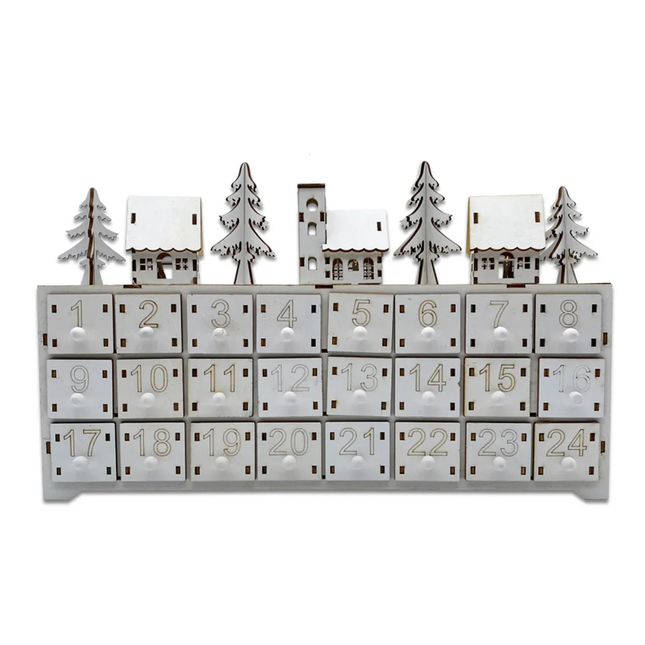 Norvo | LumiFest Wooden Advent Calendar – 24 Compartments with Warm LED Light & Christmas Atmosphere