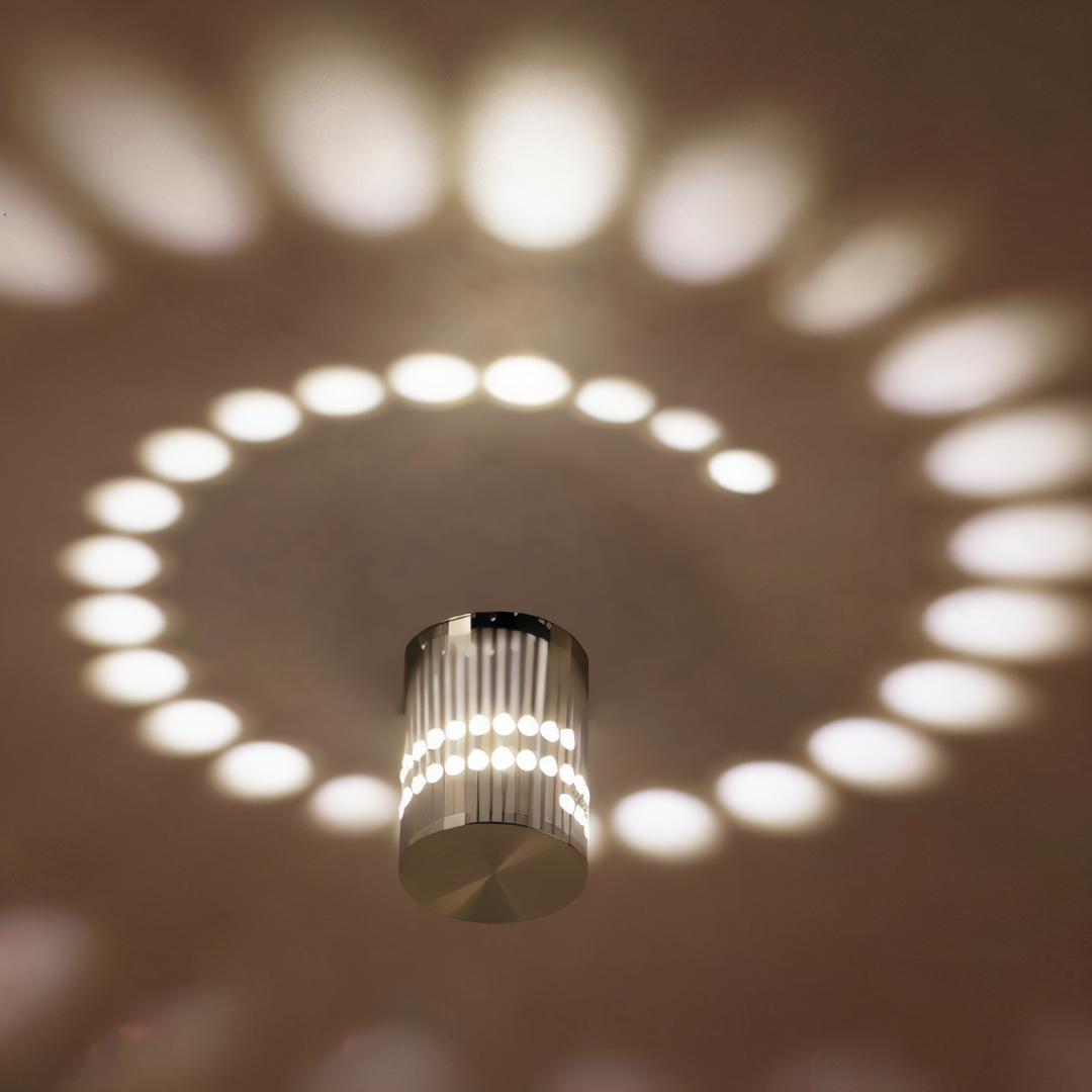 Norvo | LuminBlast LED Vegglampe – Fargerik Spiral Sylinder Vegglampe for Moderne Innendørs Belysning
