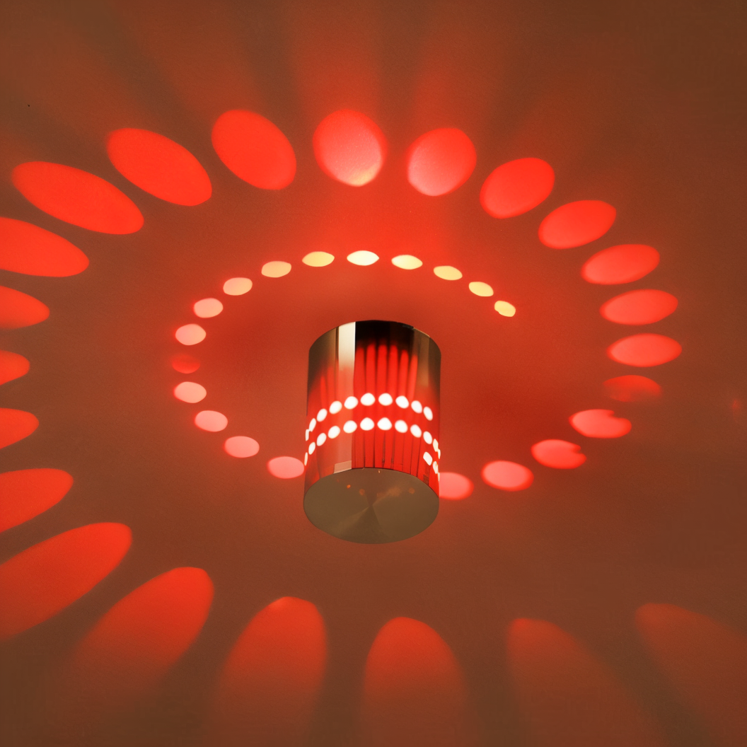 Norvo | LuminBlast LED Vegglampe – Fargerik Spiral Sylinder Vegglampe for Moderne Innendørs Belysning