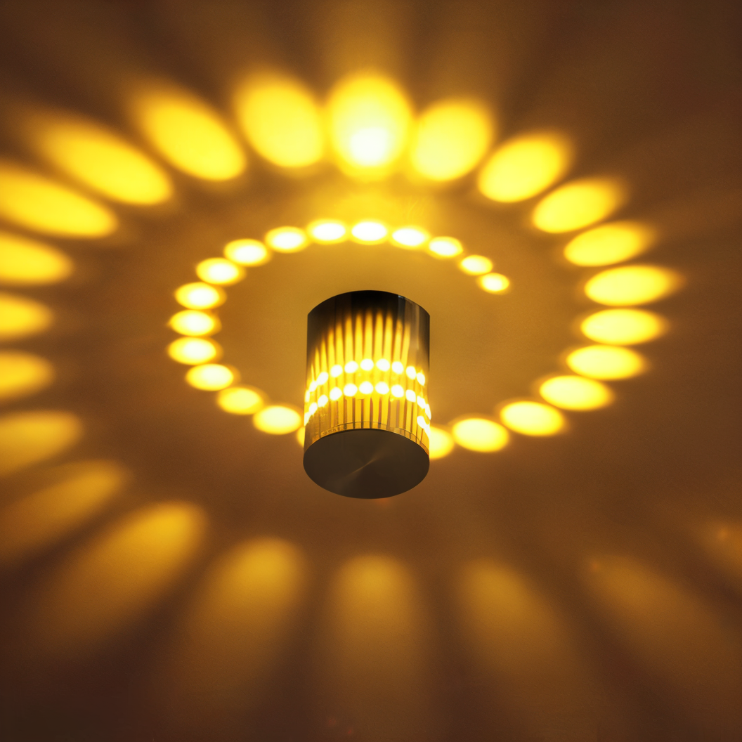 Norvo | LuminBlast LED Vegglampe – Fargerik Spiral Sylinder Vegglampe for Moderne Innendørs Belysning