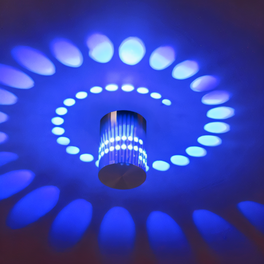 Norvo | LuminBlast LED Vegglampe – Fargerik Spiral Sylinder Vegglampe for Moderne Innendørs Belysning