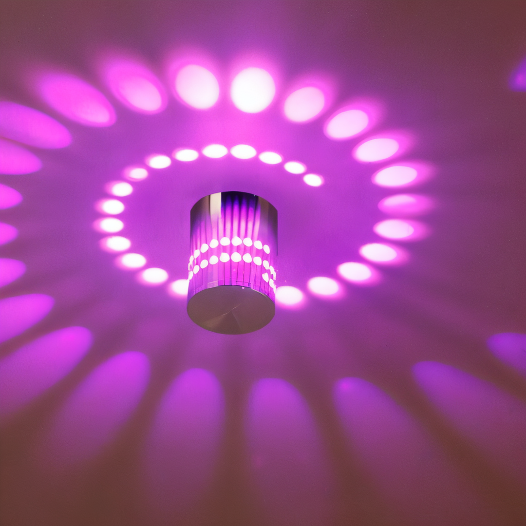 Norvo | LuminBlast LED Vegglampe – Fargerik Spiral Sylinder Vegglampe for Moderne Innendørs Belysning