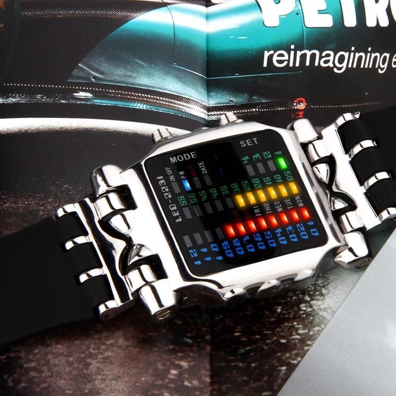 Norvo | Luksusklokker Menn Moteklokke Gummireim LED Digital Klokke Menn Vanntett Sports Militærklokker Relogios Masculino