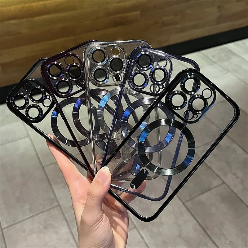 Plating Klar Myk Magnetisk Etui for iPhone
