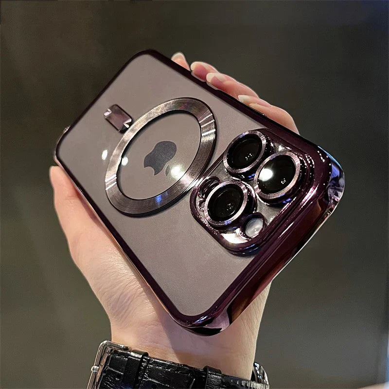 Plating Klar Myk Magnetisk Etui for iPhone