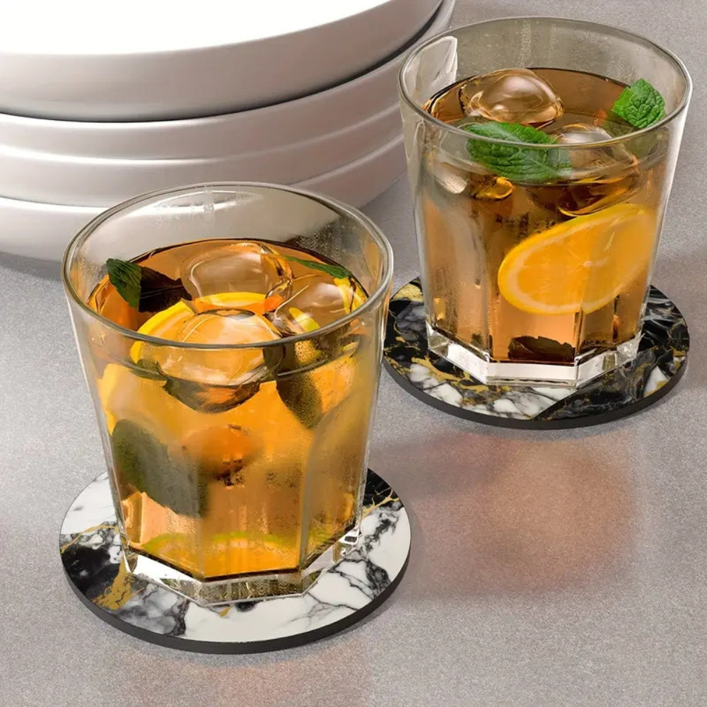 Norvo | Luksus Marmor Effekt Drikkunderlag | 5stk Sett