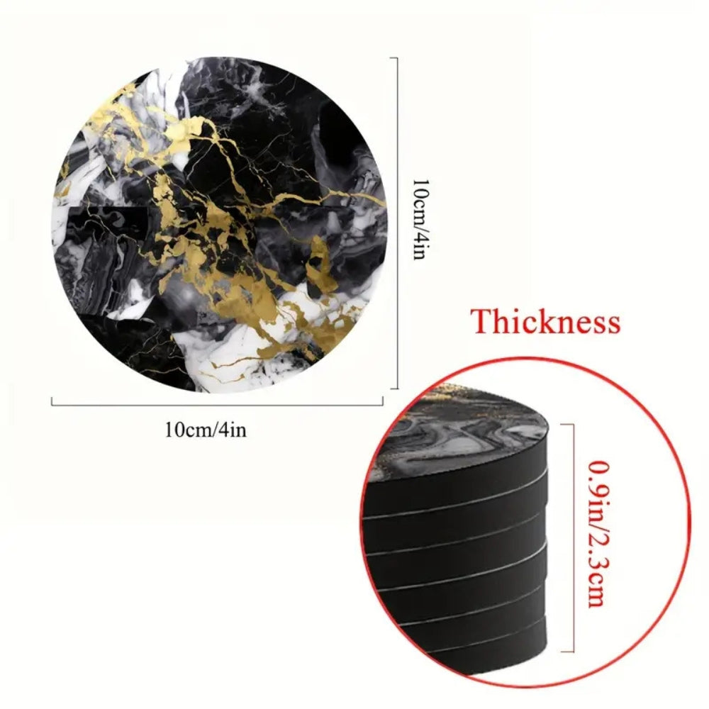 Norvo | Luksus Marmor Effekt Drikkunderlag | 5stk Sett