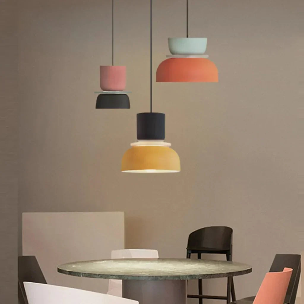 Norvo | Nordic Color Block Pendellampe - Modern Hängende Lampe for Kjøkken & Spisestue