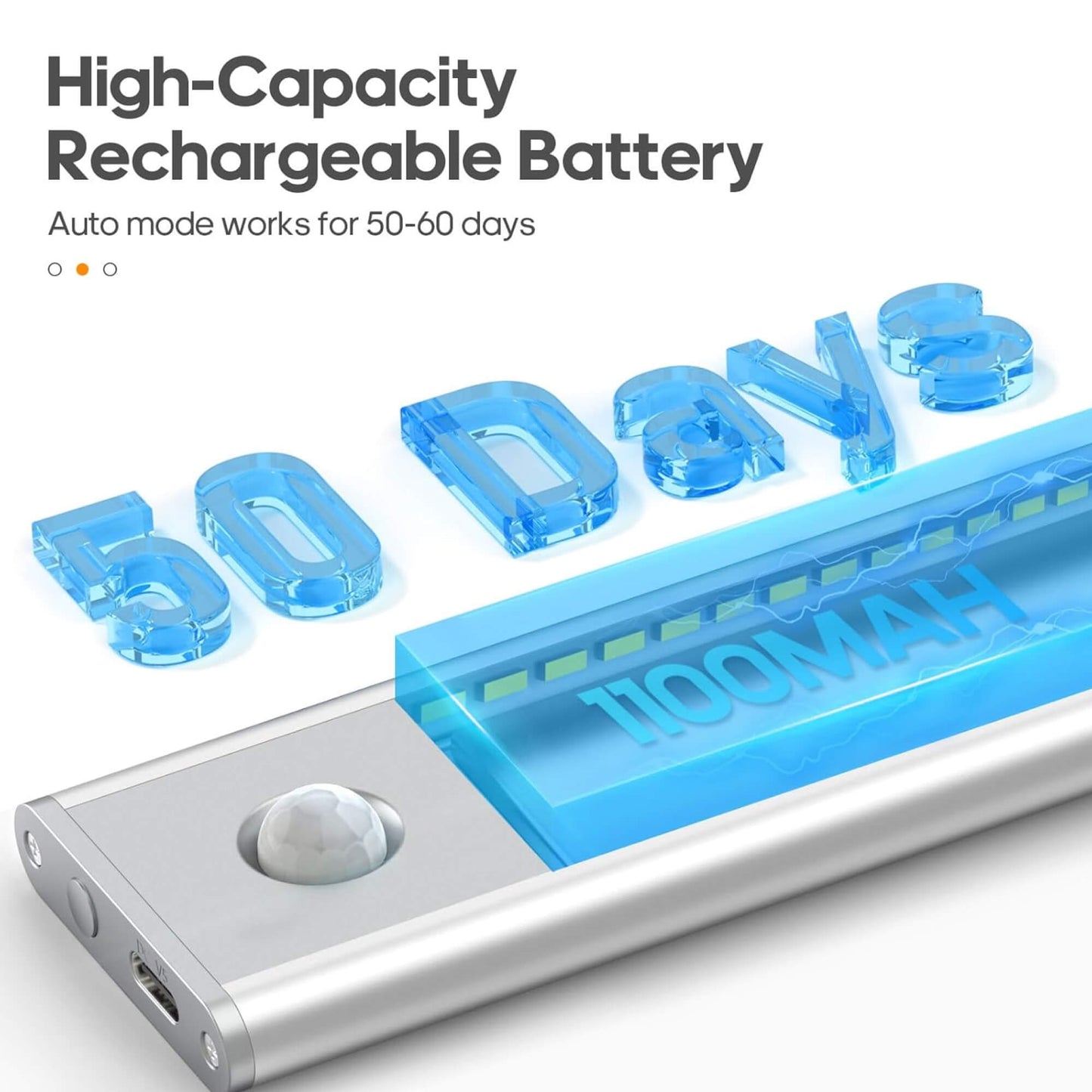 Norvo | Magnetisk bevegelsessensorlys | Moderne sølvdesign, USB-oppladbar og enkel å montere for hjemmets sikkerhet og atmosfære