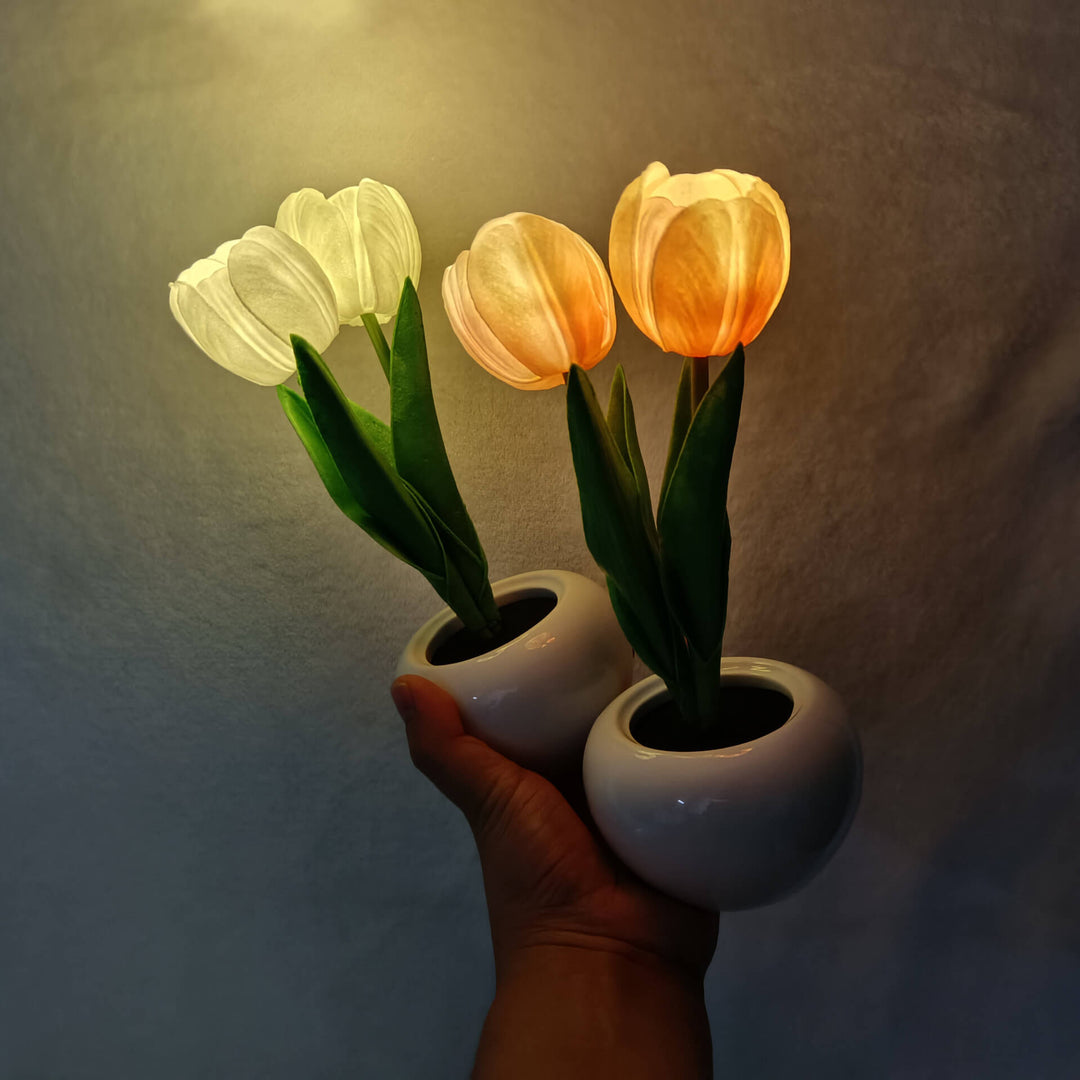 Norvo | Moderne Kreativ Simulering Tulipan Peony LED Nattlys Bordlampe
