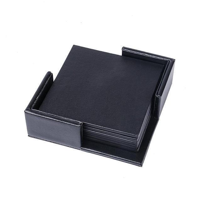 GarduruVegan Læder Coaster Set | Marmorutseende | Elegant Beskyttelse for Overflater